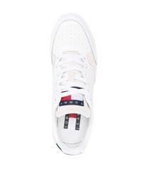 Baskets basses en cuir blanc et bleu marine Tommy Jeans