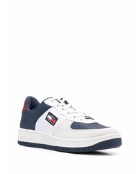 Baskets basses en cuir blanc et bleu marine Tommy Jeans