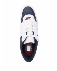 Baskets basses en cuir blanc et bleu marine Tommy Jeans