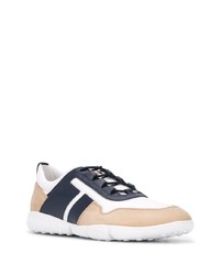 Baskets basses en cuir blanc et bleu marine Tod's