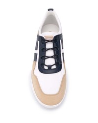 Baskets basses en cuir blanc et bleu marine Tod's