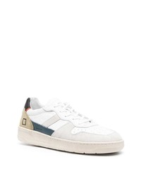 Baskets basses en cuir blanc et bleu marine D.A.T.E