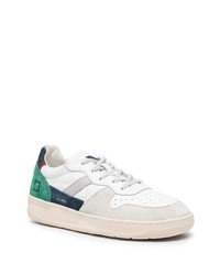 Baskets basses en cuir blanc et bleu marine D.A.T.E