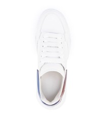 Baskets basses en cuir blanc et bleu marine Alexander McQueen