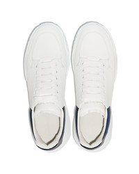 Baskets basses en cuir blanc et bleu marine Alexander McQueen