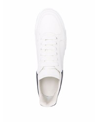 Baskets basses en cuir blanc et bleu marine Alexander McQueen