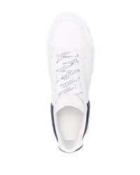 Baskets basses en cuir blanc et bleu marine Alexander McQueen