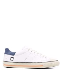 Baskets basses en cuir blanc et bleu marine D.A.T.E