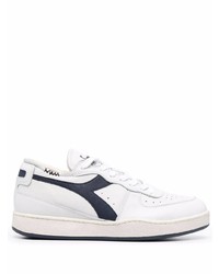 Baskets basses en cuir blanc et bleu marine Diadora