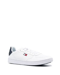 Baskets basses en cuir blanc et bleu marine Tommy Jeans