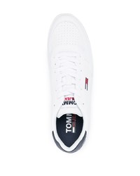 Baskets basses en cuir blanc et bleu marine Tommy Jeans