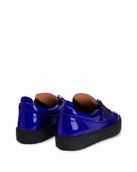 Baskets basses en cuir blanc et bleu marine Giuseppe Zanotti