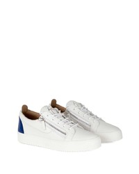 Baskets basses en cuir blanc et bleu marine Giuseppe Zanotti