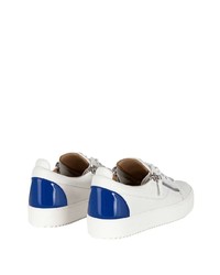 Baskets basses en cuir blanc et bleu marine Giuseppe Zanotti