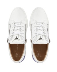 Baskets basses en cuir blanc et bleu marine Giuseppe Zanotti