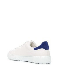 Baskets basses en cuir blanc et bleu marine Salvatore Ferragamo