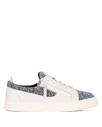 Baskets basses en cuir blanc et bleu marine Giuseppe Zanotti