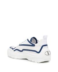 Baskets basses en cuir blanc et bleu marine Valentino Garavani