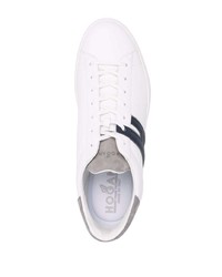 Baskets basses en cuir blanc et bleu marine Hogan