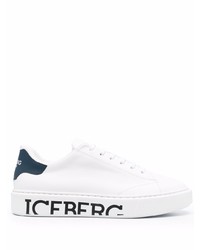 Baskets basses en cuir blanc et bleu marine Iceberg