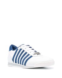 Baskets basses en cuir blanc et bleu marine DSQUARED2