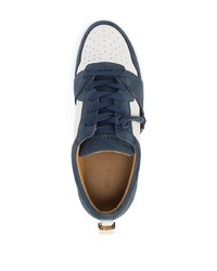 Baskets basses en cuir blanc et bleu marine Buscemi