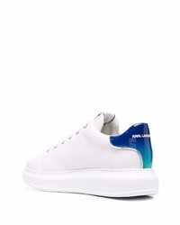 Baskets basses en cuir blanc et bleu marine Karl Lagerfeld