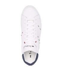 Baskets basses en cuir blanc et bleu marine Kiton