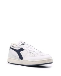 Baskets basses en cuir blanc et bleu marine Diadora