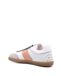 Baskets basses en cuir blanc et bleu marine Tod's