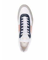 Baskets basses en cuir blanc et bleu marine Tod's