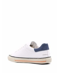 Baskets basses en cuir blanc et bleu marine D.A.T.E