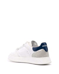 Baskets basses en cuir blanc et bleu marine Premiata