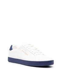 Baskets basses en cuir blanc et bleu marine Palm Angels