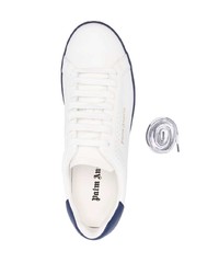 Baskets basses en cuir blanc et bleu marine Palm Angels