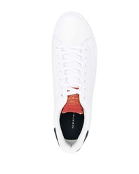 Baskets basses en cuir blanc et bleu marine Tommy Hilfiger