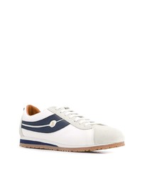 Baskets basses en cuir blanc et bleu marine Bally