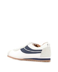 Baskets basses en cuir blanc et bleu marine Bally