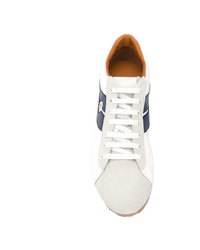 Baskets basses en cuir blanc et bleu marine Bally