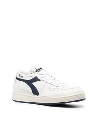 Baskets basses en cuir blanc et bleu marine Diadora