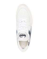 Baskets basses en cuir blanc et bleu marine Diadora