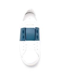 Baskets basses en cuir blanc et bleu marine Valentino Garavani