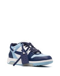 Baskets basses en cuir blanc et bleu marine Off-White