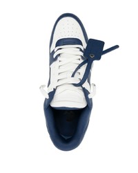 Baskets basses en cuir blanc et bleu marine Off-White