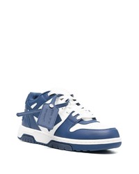 Baskets basses en cuir blanc et bleu marine Off-White