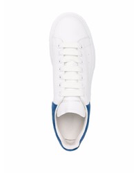 Baskets basses en cuir blanc et bleu marine Alexander McQueen