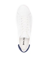 Baskets basses en cuir blanc et bleu marine Palm Angels