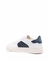 Baskets basses en cuir blanc et bleu marine Santoni