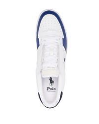 Baskets basses en cuir blanc et bleu marine Polo Ralph Lauren