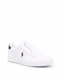 Baskets basses en cuir blanc et bleu marine Polo Ralph Lauren